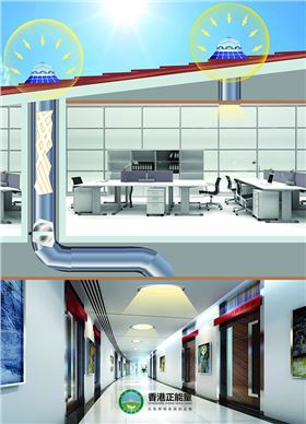 添加光伏發(fā)電裝置的管道式日光照明工作原理圖 添加光伏發(fā)電裝置的管道式日光照明工作原理圖